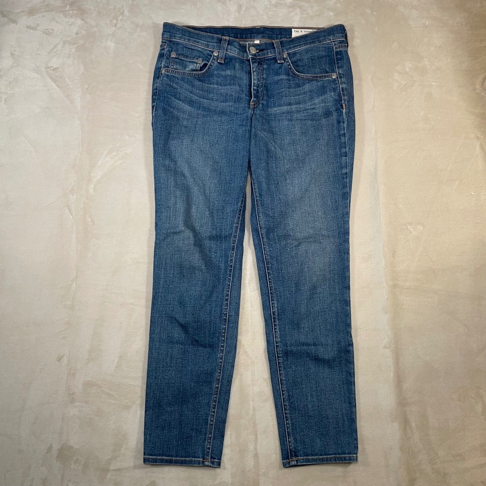 Rag & Bone Capri Jeans Womens Size 27 Low Rise Straight Blue Denim Medium Wash‎